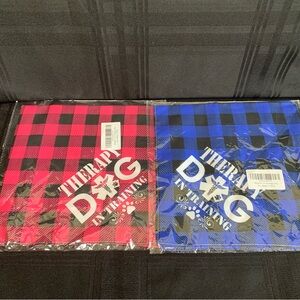 Therapy Dog Bandannas- 1 Pink and 1 Blue Plaid